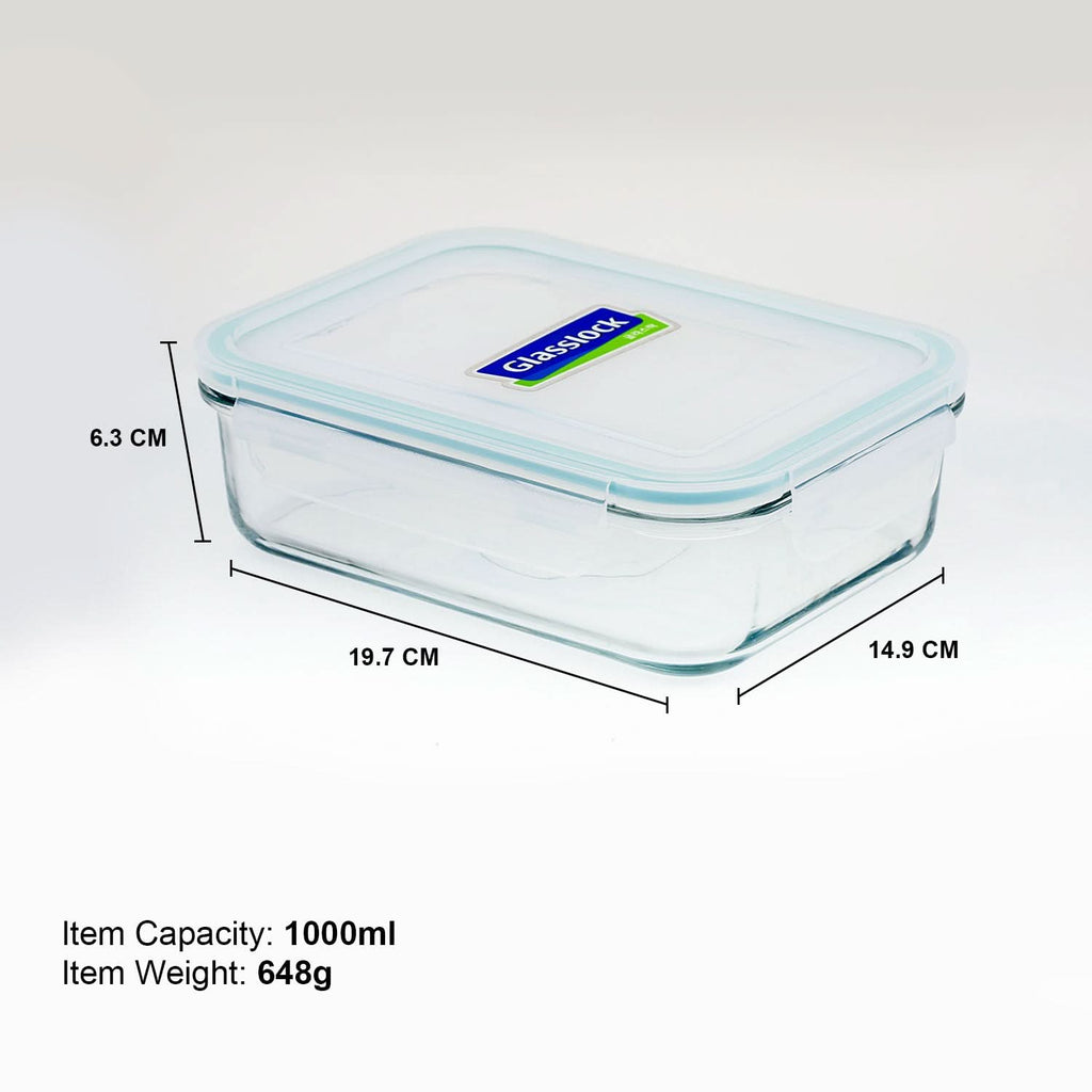 Glasslock Classic Airtight Tempered Food Container, Microwave Safe