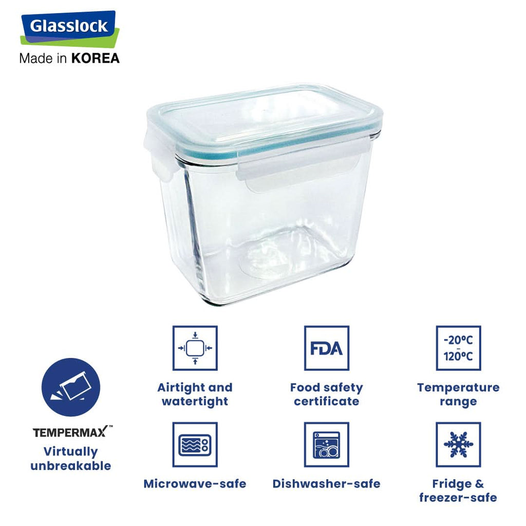 Glasslock Classic Airtight Tempered Food Container, Microwave Safe