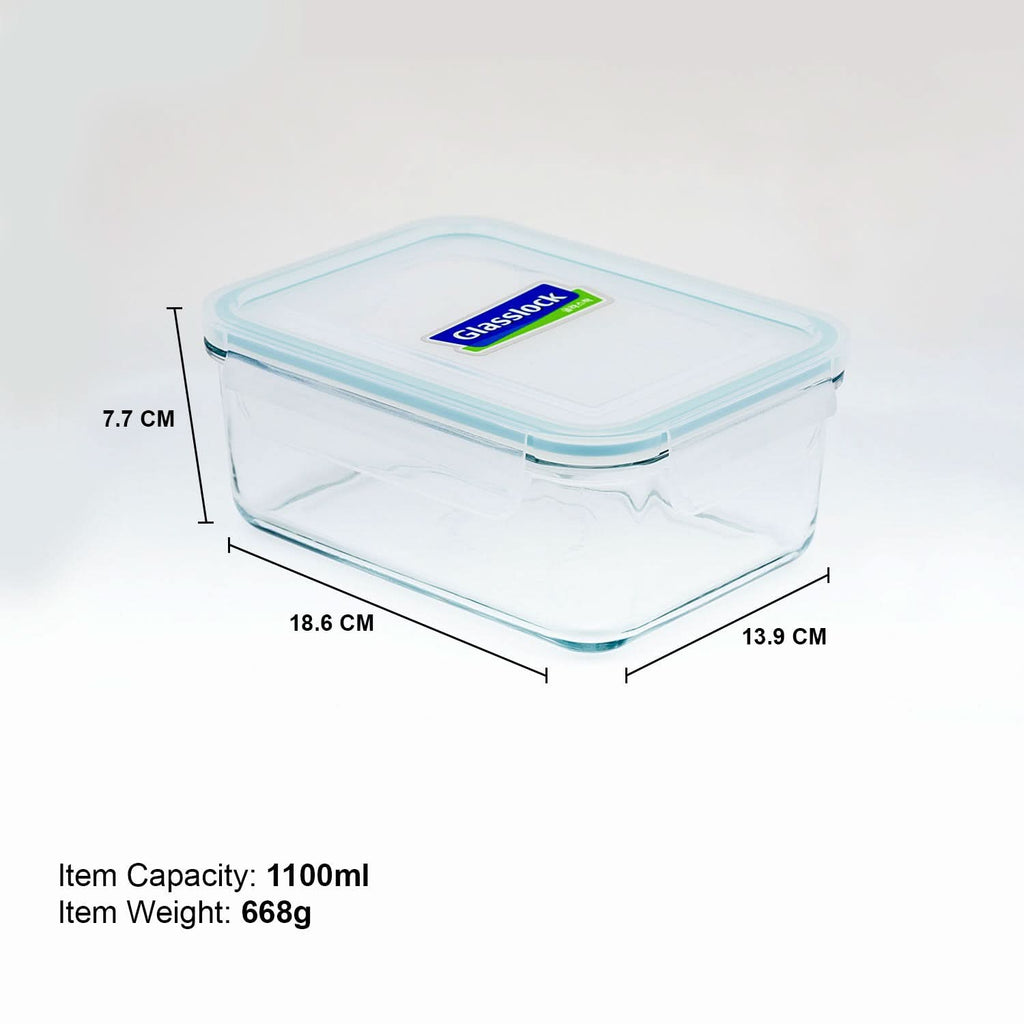 Glasslock Classic Airtight Tempered Food Container, Microwave Safe