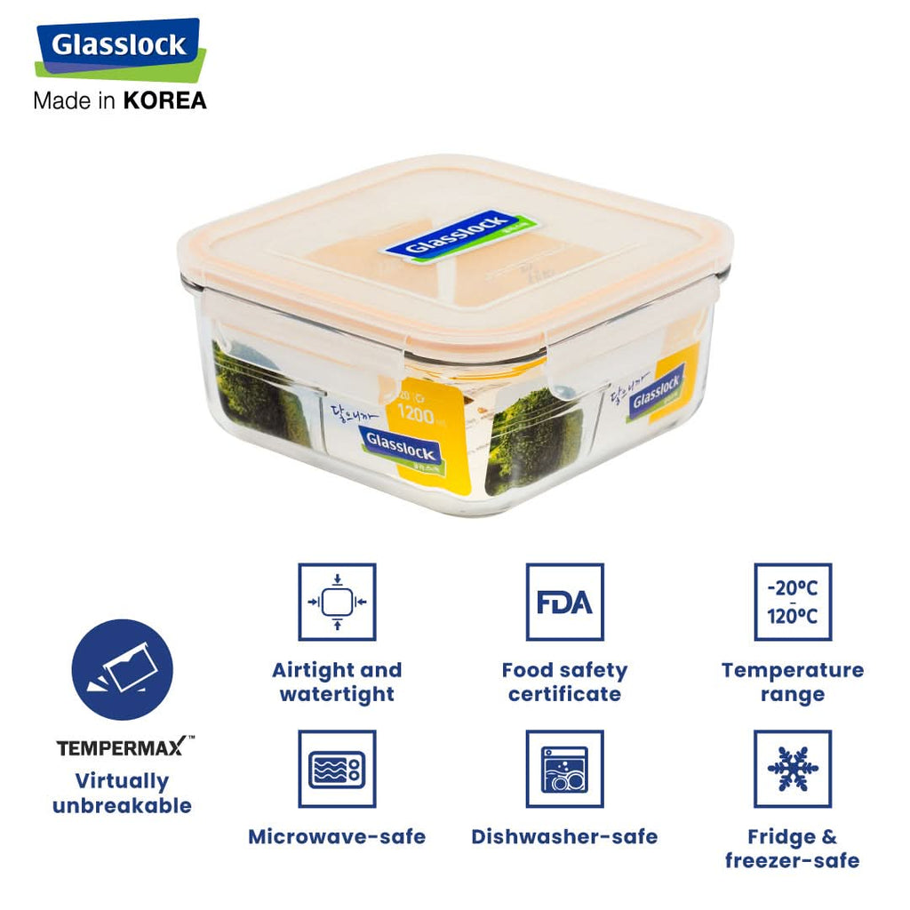 Glasslock Classic Airtight Tempered Food Container, Microwave Safe