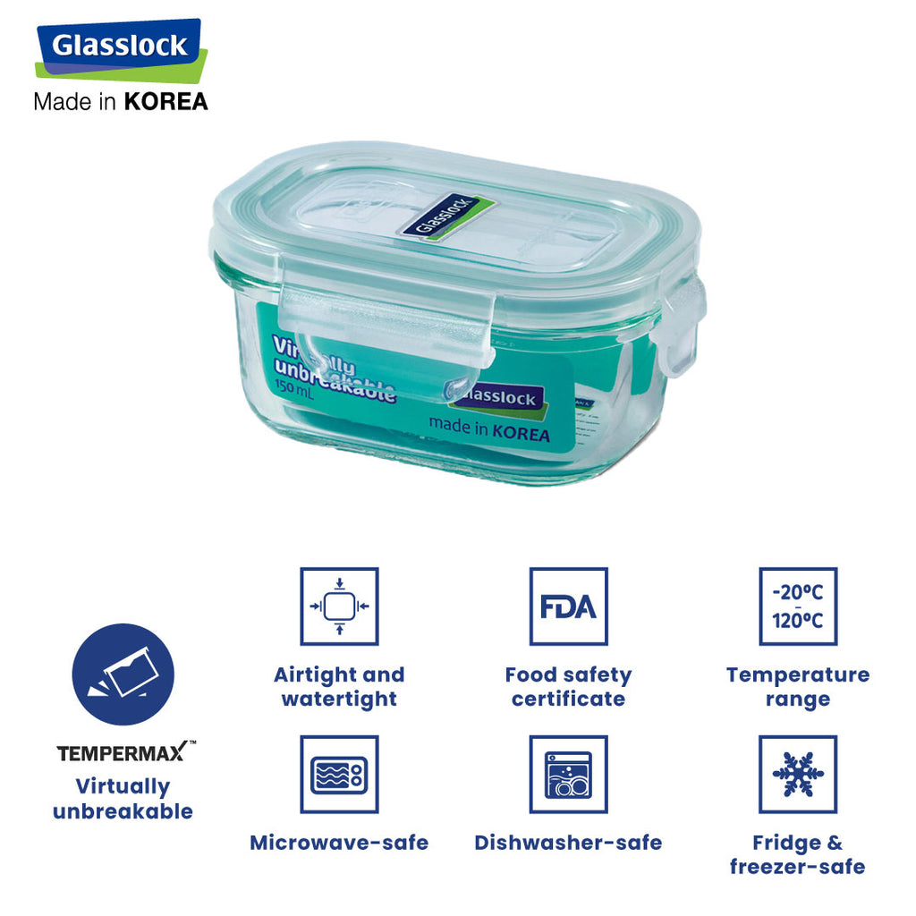 Glasslock Classic Airtight Tempered Food Container, Microwave Safe