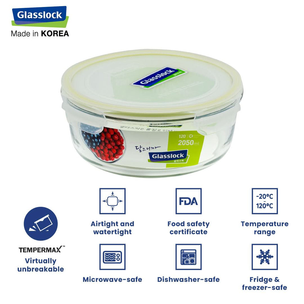 Glasslock Classic Airtight Tempered Food Container, Microwave Safe