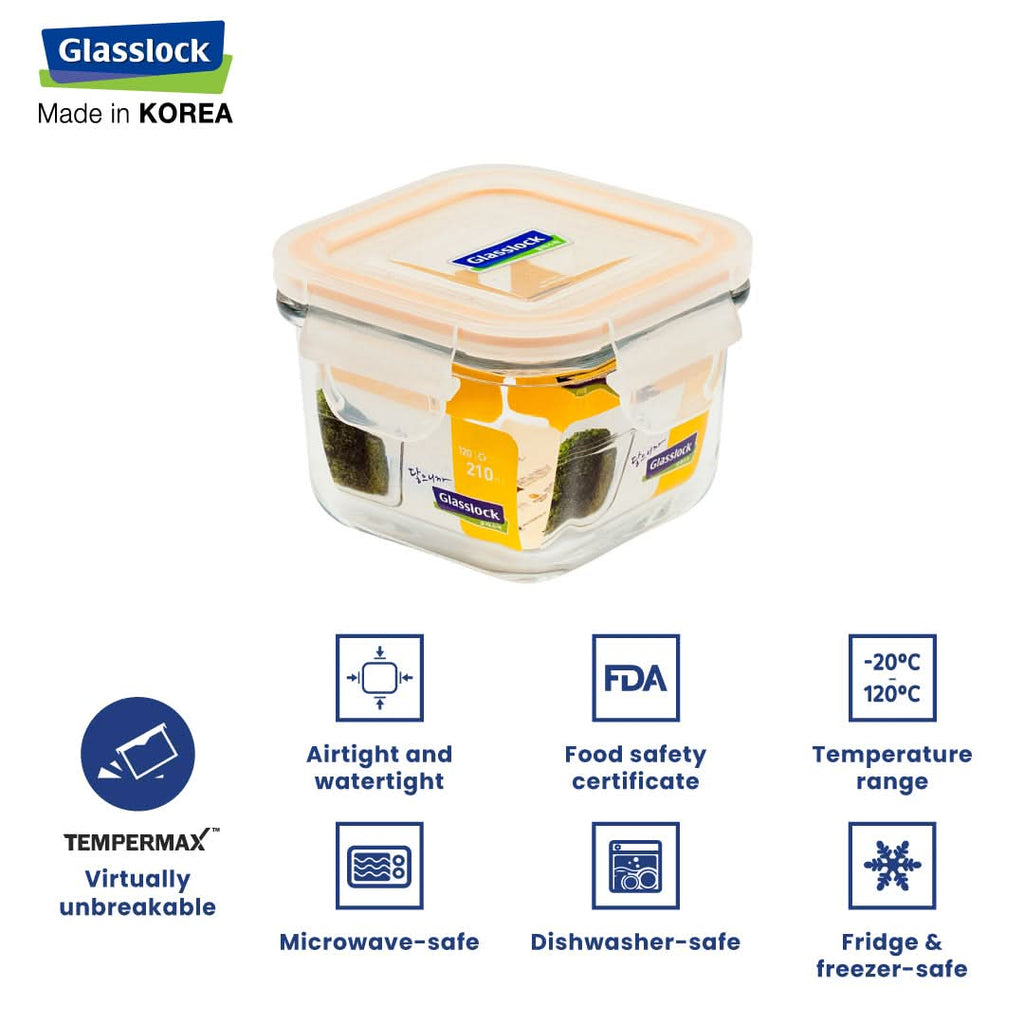 Glasslock Classic Airtight Tempered Food Container, Microwave Safe
