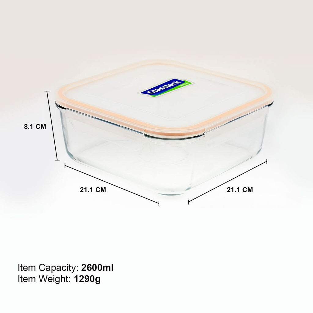 Glasslock Classic Airtight Tempered Food Container, Microwave Safe