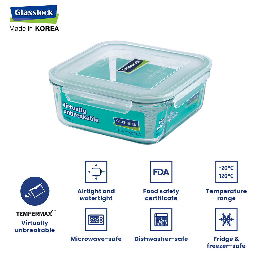 Glasslock Classic Airtight Tempered Food Container, Microwave Safe