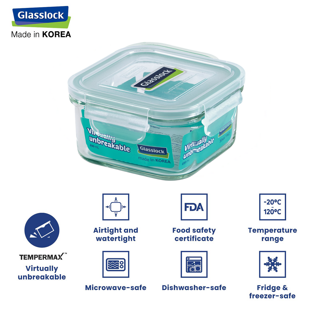 Glasslock Airtight Tempered Lunch Set, Microwave Safe, with Bag