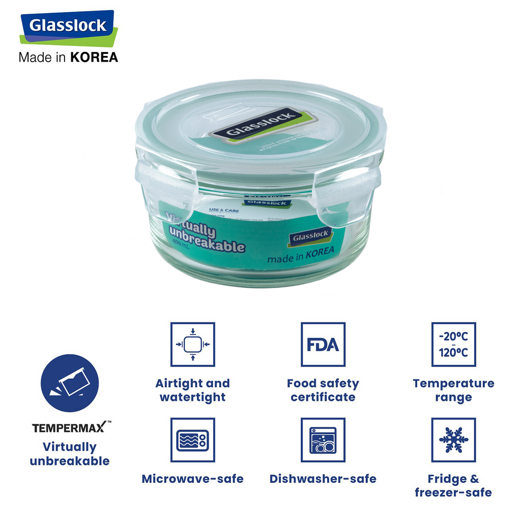 Glasslock Airtight Tempered Lunch Set, Microwave Safe, with Bag