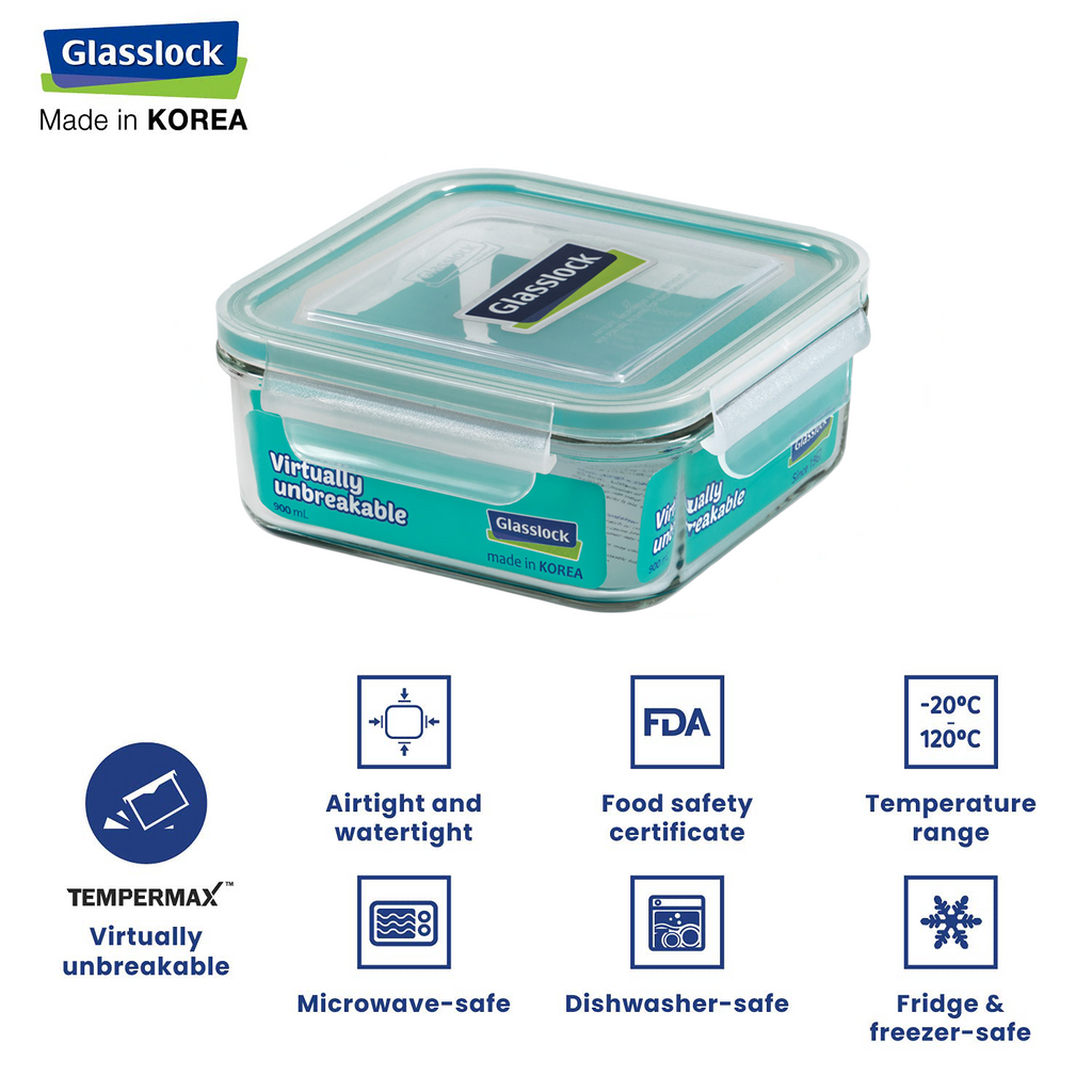 Glasslock Classic Airtight Tempered Food Container, Microwave Safe