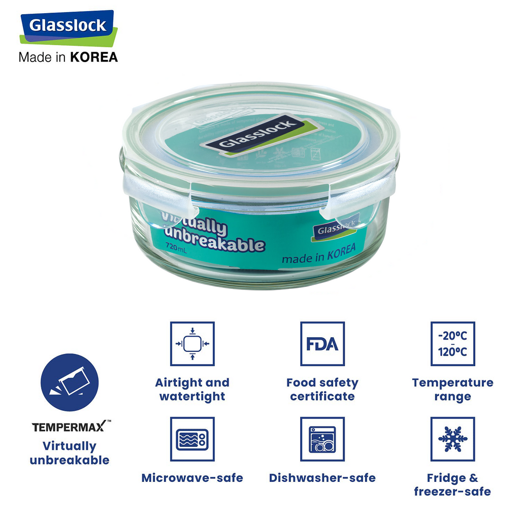 Glasslock Classic Airtight Tempered Food Container, Microwave Safe