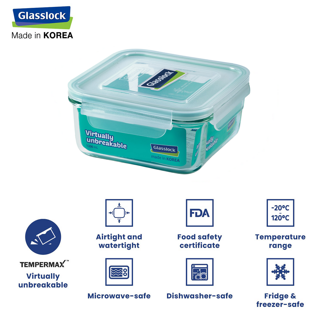 Glasslock Classic Airtight Tempered Food Container, Microwave Safe