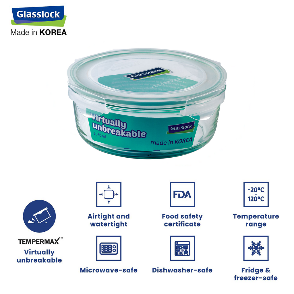 Glasslock Classic Airtight Tempered Food Container, Microwave Safe