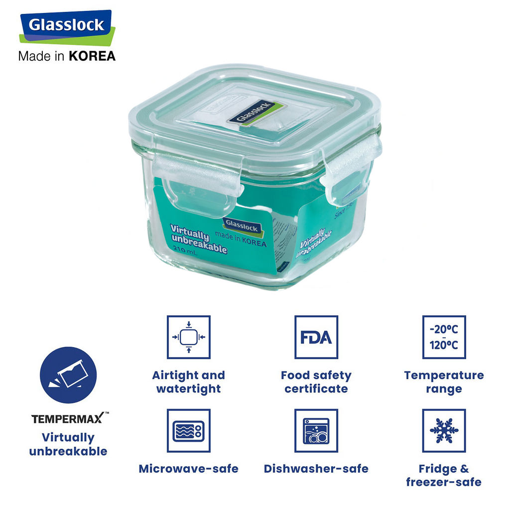 Glasslock Classic Airtight Tempered Food Container, Microwave Safe