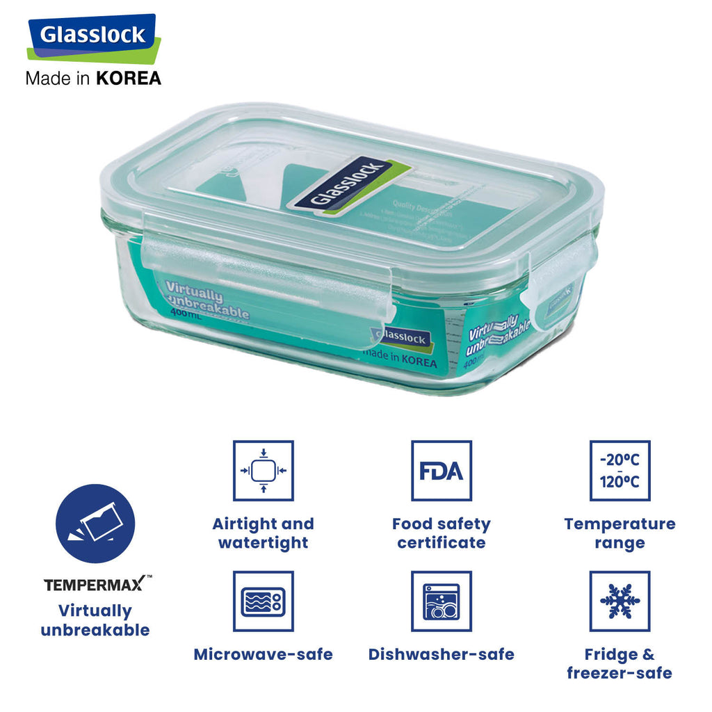 Glasslock Classic Airtight Tempered Food Container, Microwave Safe
