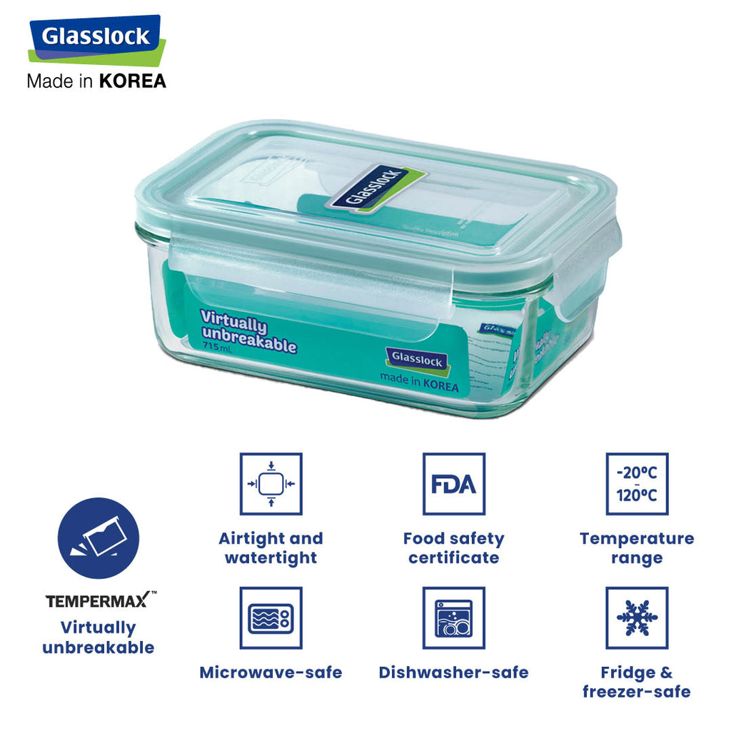 Glasslock Classic Airtight Tempered Food Container, Microwave Safe