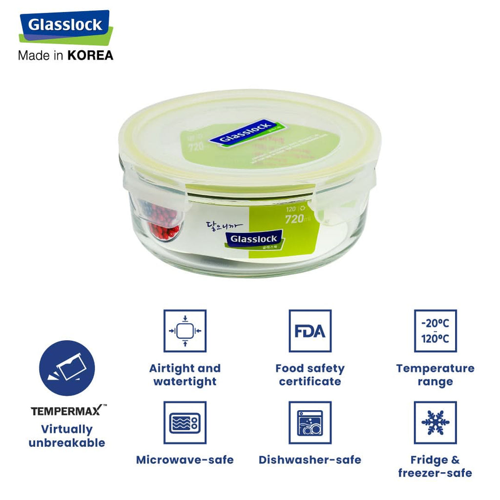 Glasslock Classic Airtight Tempered Food Container, Microwave Safe