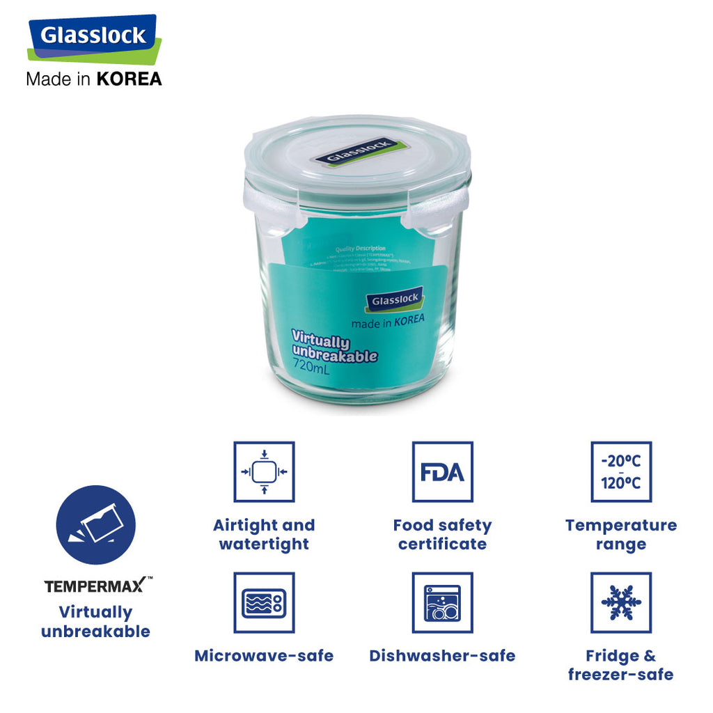 Glasslock Classic Airtight Tempered Food Container, Microwave Safe