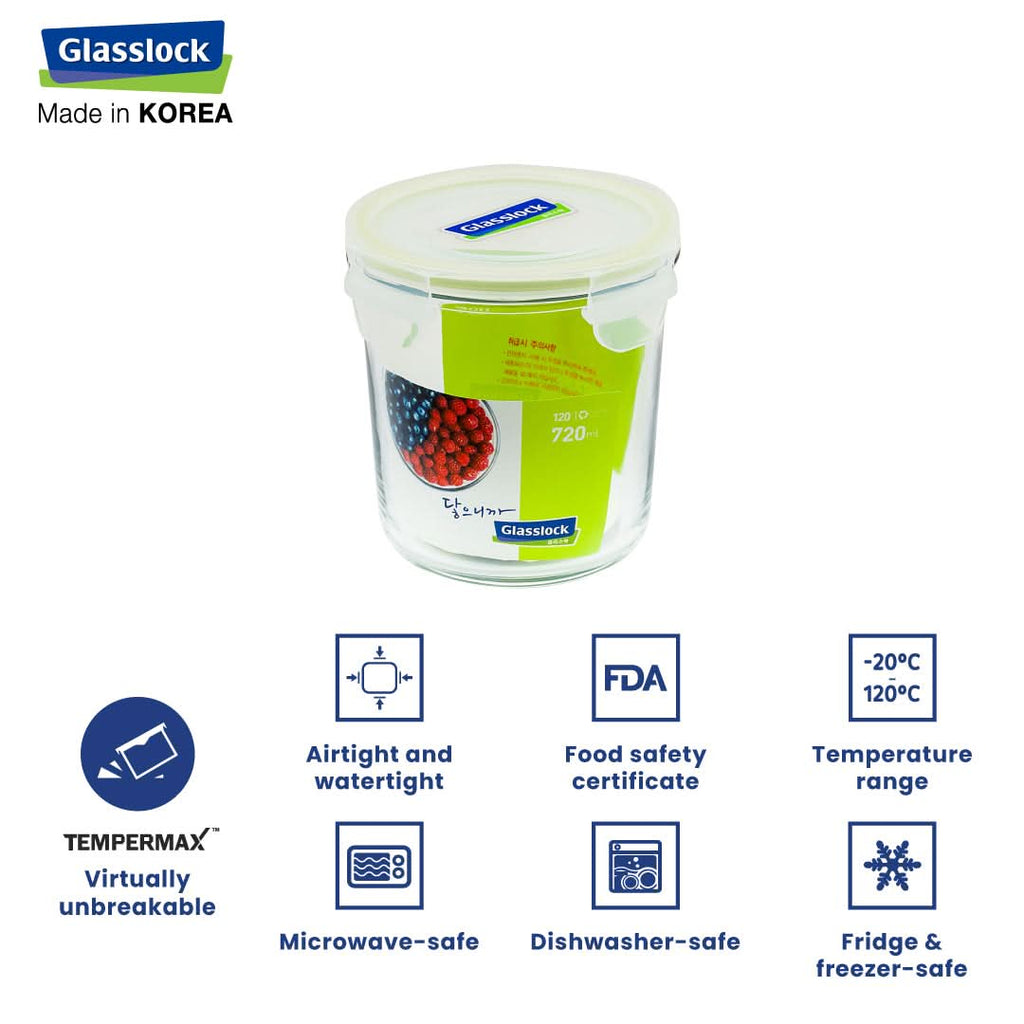 Glasslock Classic Airtight Tempered Food Container, Microwave Safe