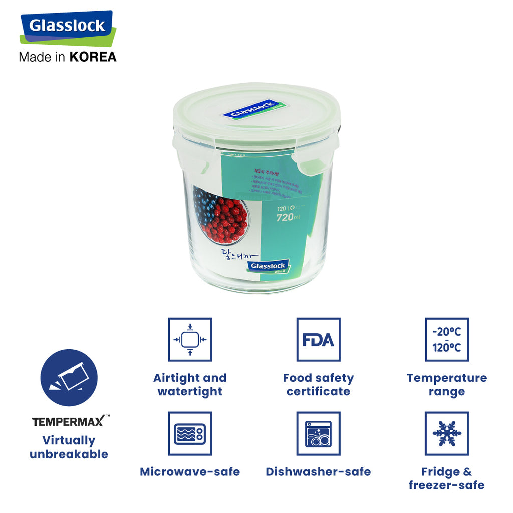 Glasslock Classic Airtight Tempered Food Container, Microwave Safe