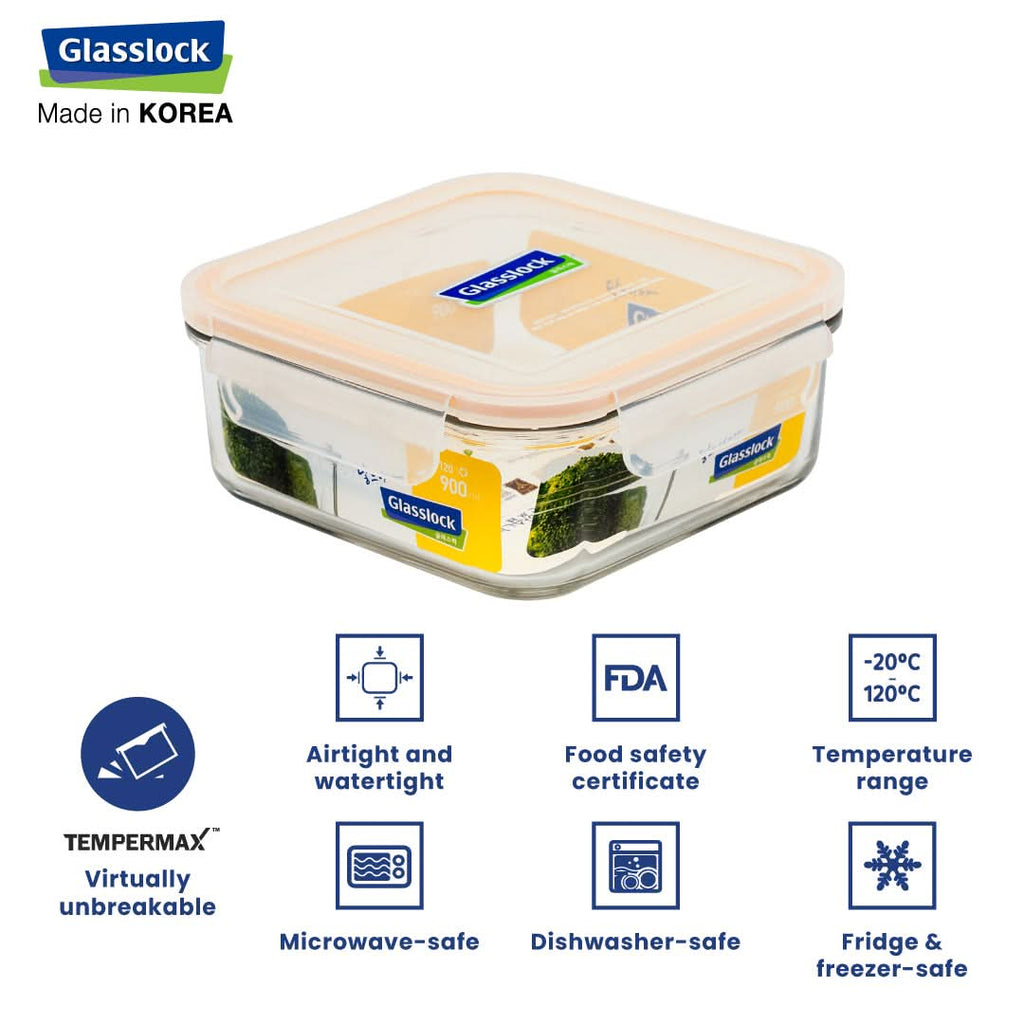 Glasslock Classic Airtight Tempered Food Container, Microwave Safe