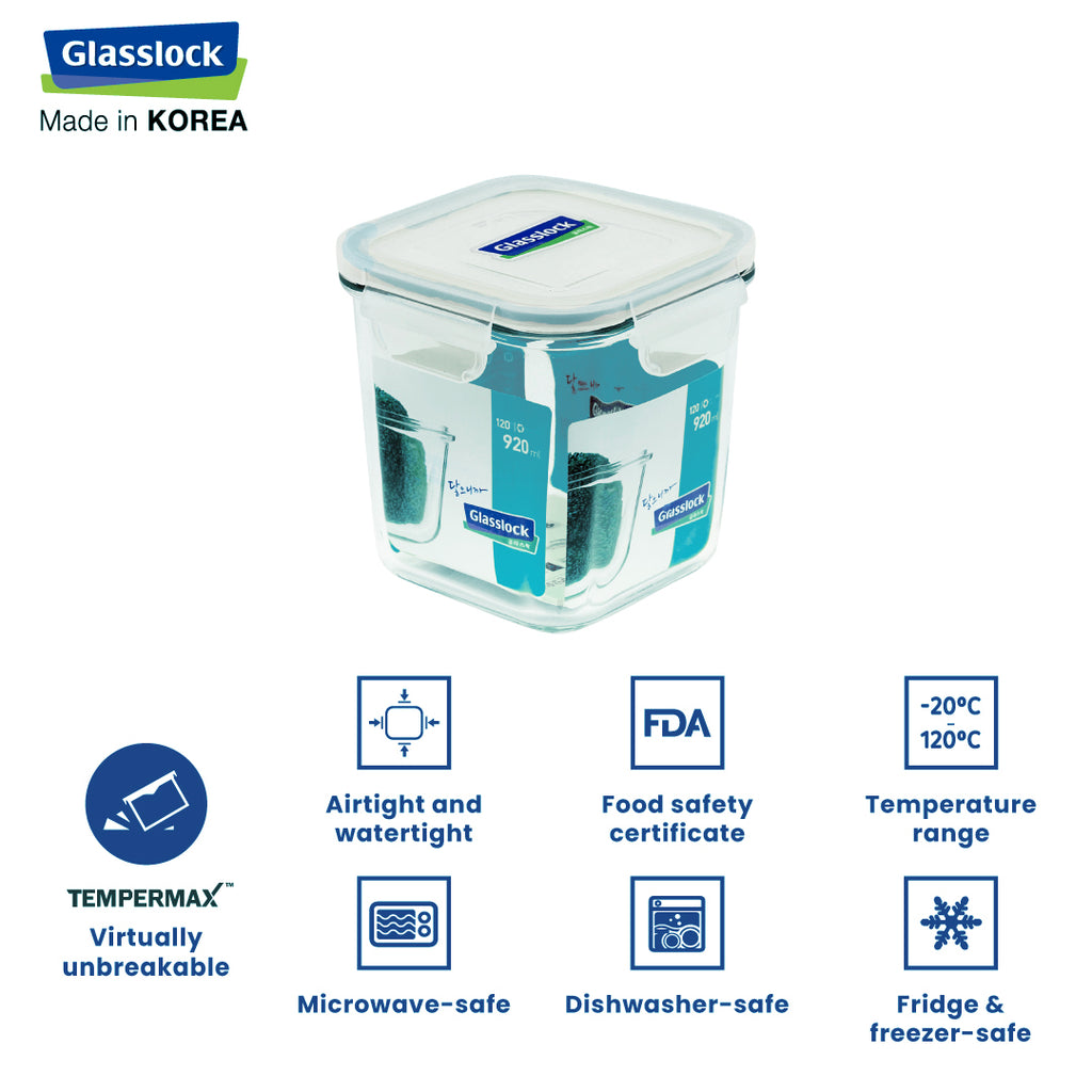 Glasslock Classic Airtight Tempered Food Container, Microwave Safe