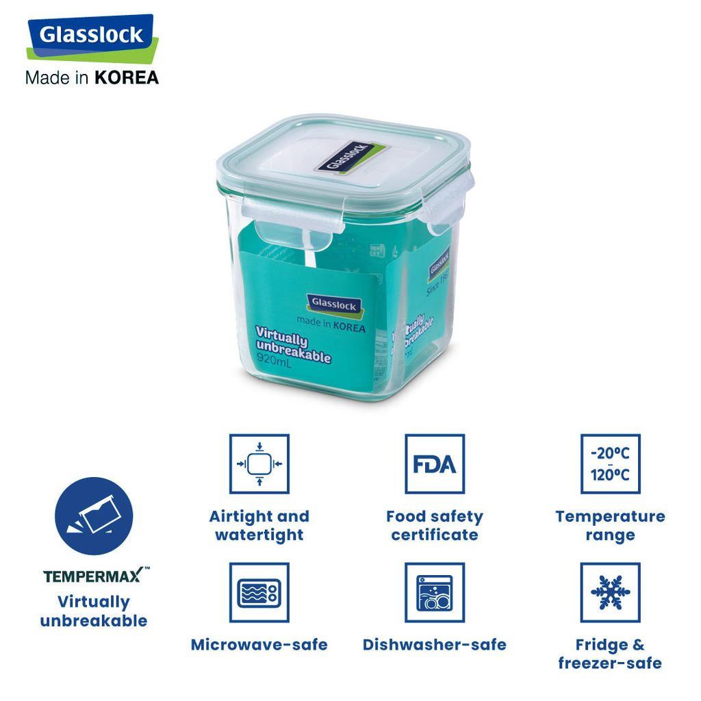 Glasslock Classic Airtight Tempered Food Container, Microwave Safe
