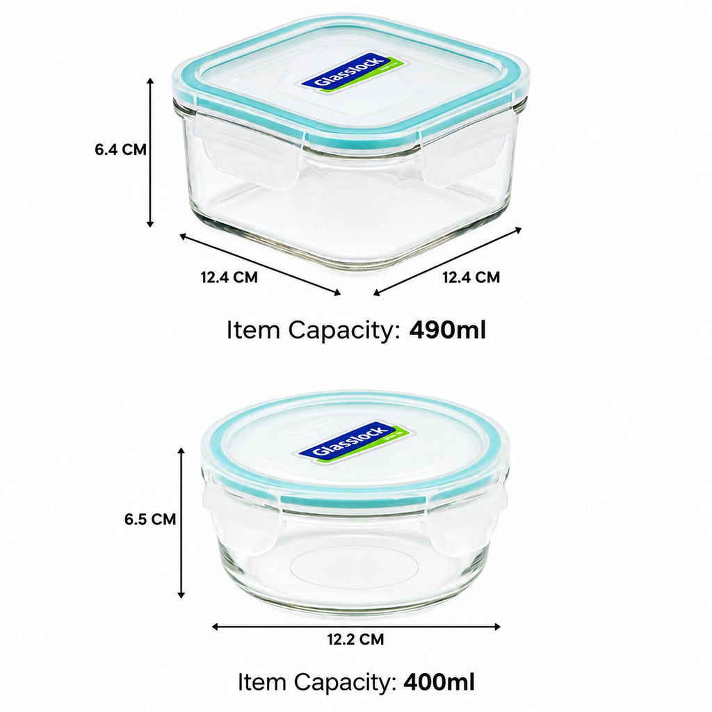Glasslock Airtight Tempered Lunch Set, Microwave Safe, with Bag
