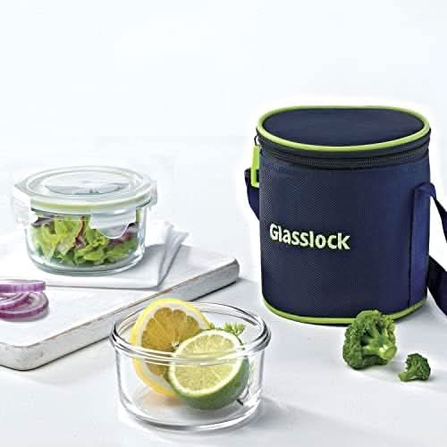 Glasslock Airtight Tempered Lunch Set, Microwave Safe, with Bag