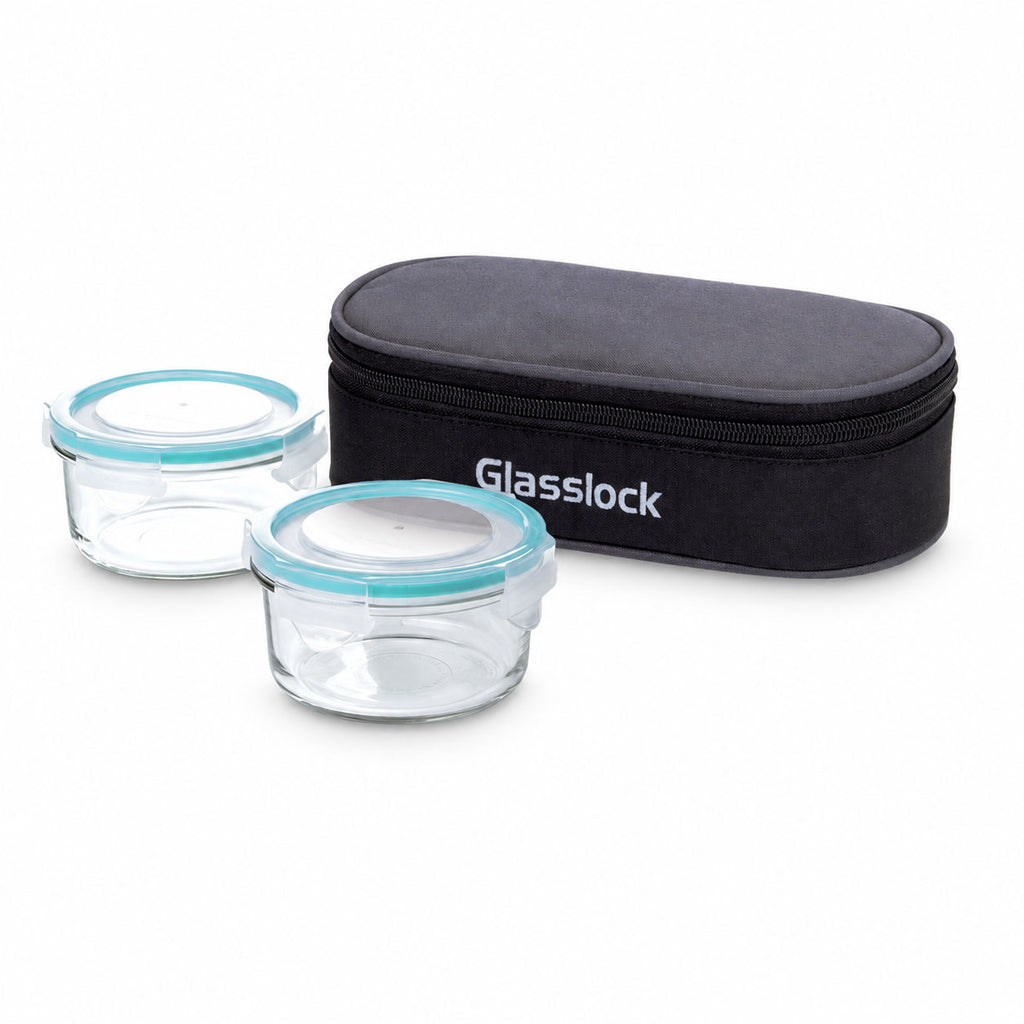 Glasslock Airtight Tempered Lunch Set, Microwave Safe, with Bag