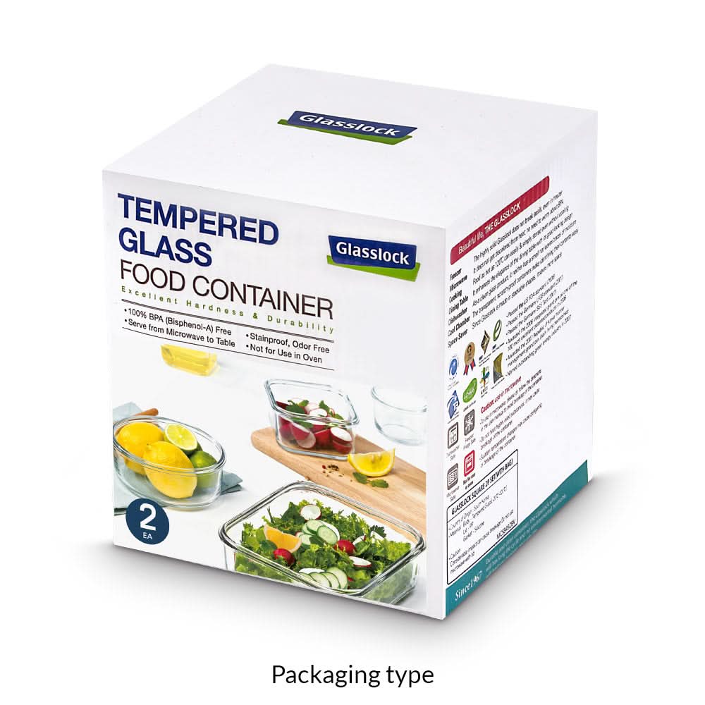 Glasslock Airtight Tempered Lunch Set, Microwave Safe, with Bag