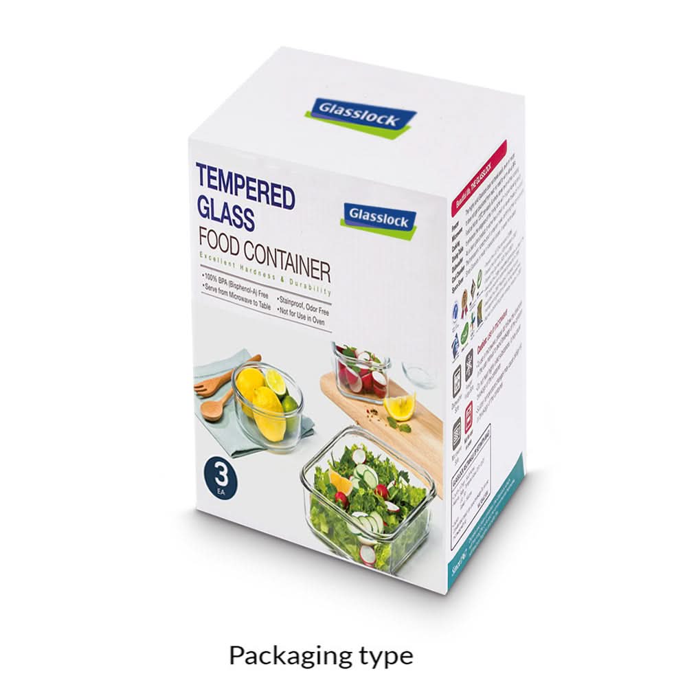 Glasslock Airtight Tempered Lunch Set, Microwave Safe, with Bag