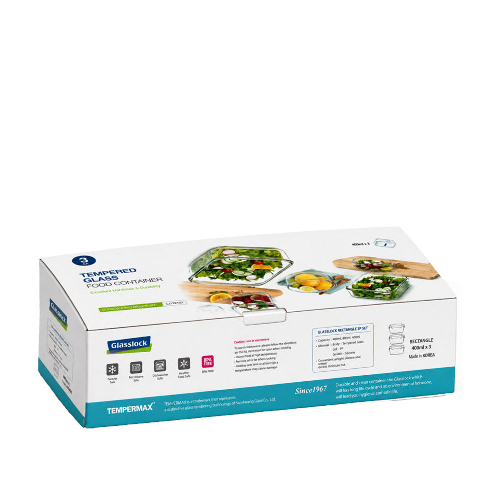 Glasslock Airtight Tempered Food Container, Microwave Safe, Square, Gift Set