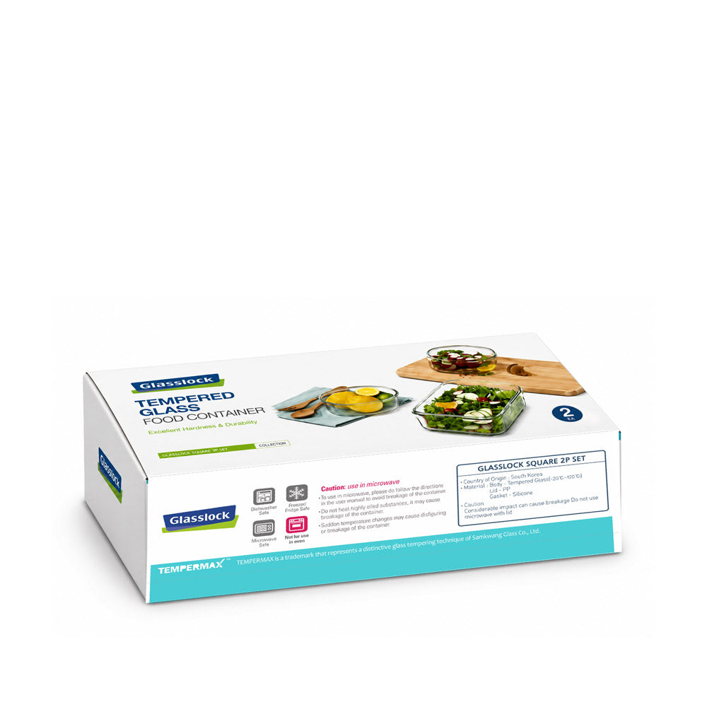 Glasslock Airtight Tempered Food Container, Microwave Safe, Square, Gift Set