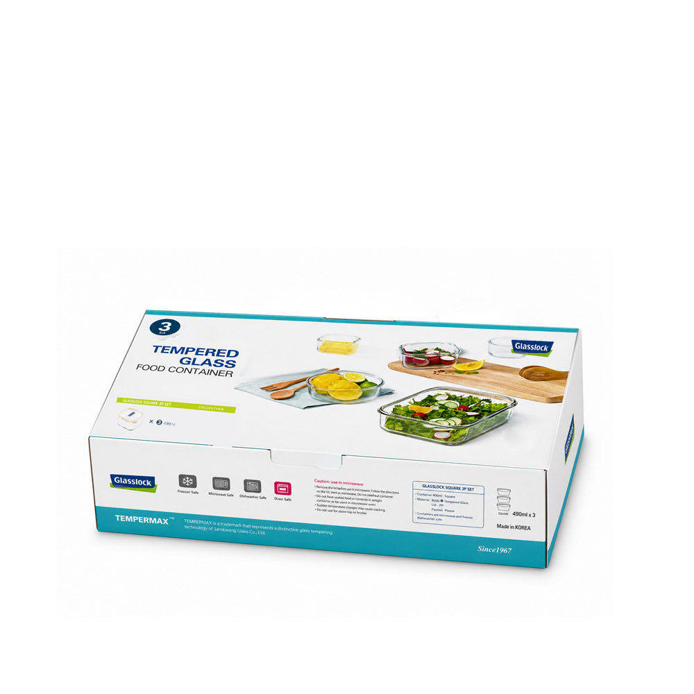 Glasslock Airtight Tempered Food Container, Microwave Safe, Square, Gift Set
