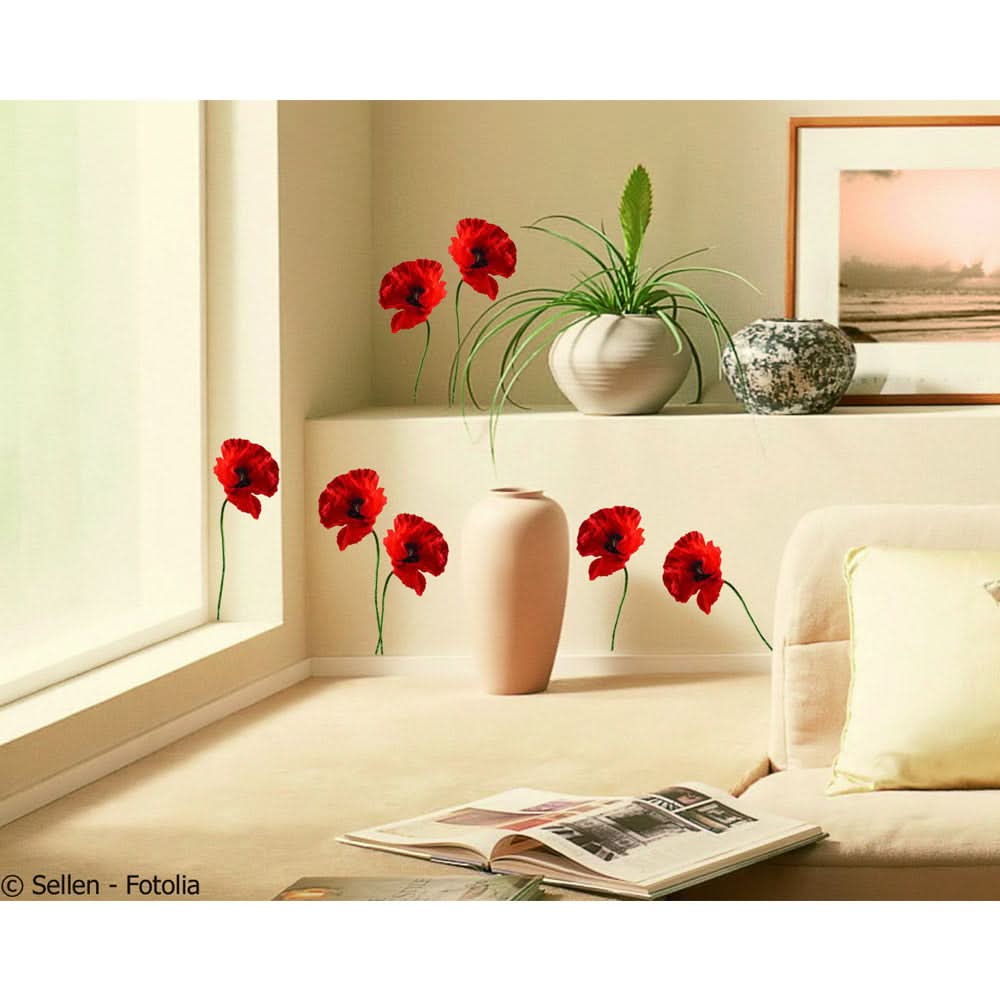 Plage Wall Sticker, Small, Poppies