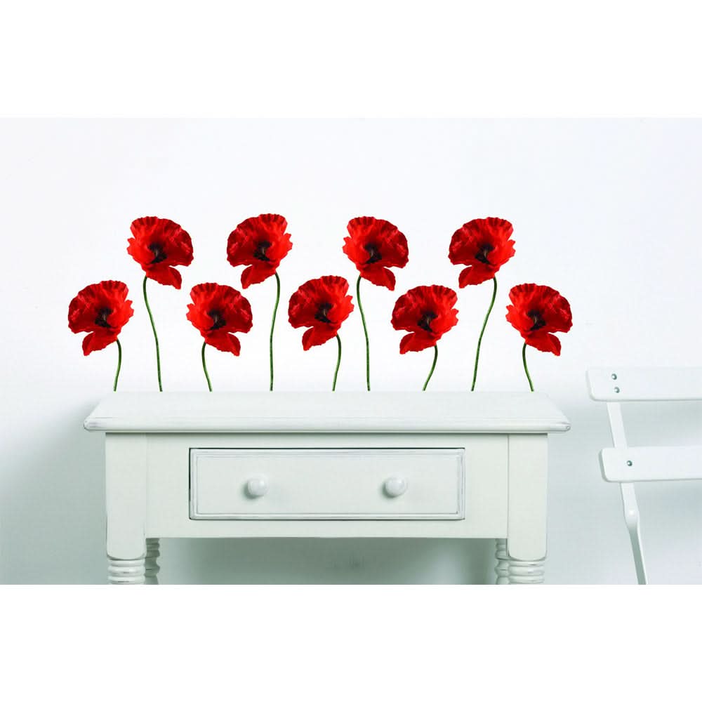 Plage Wall Sticker, Small, Poppies